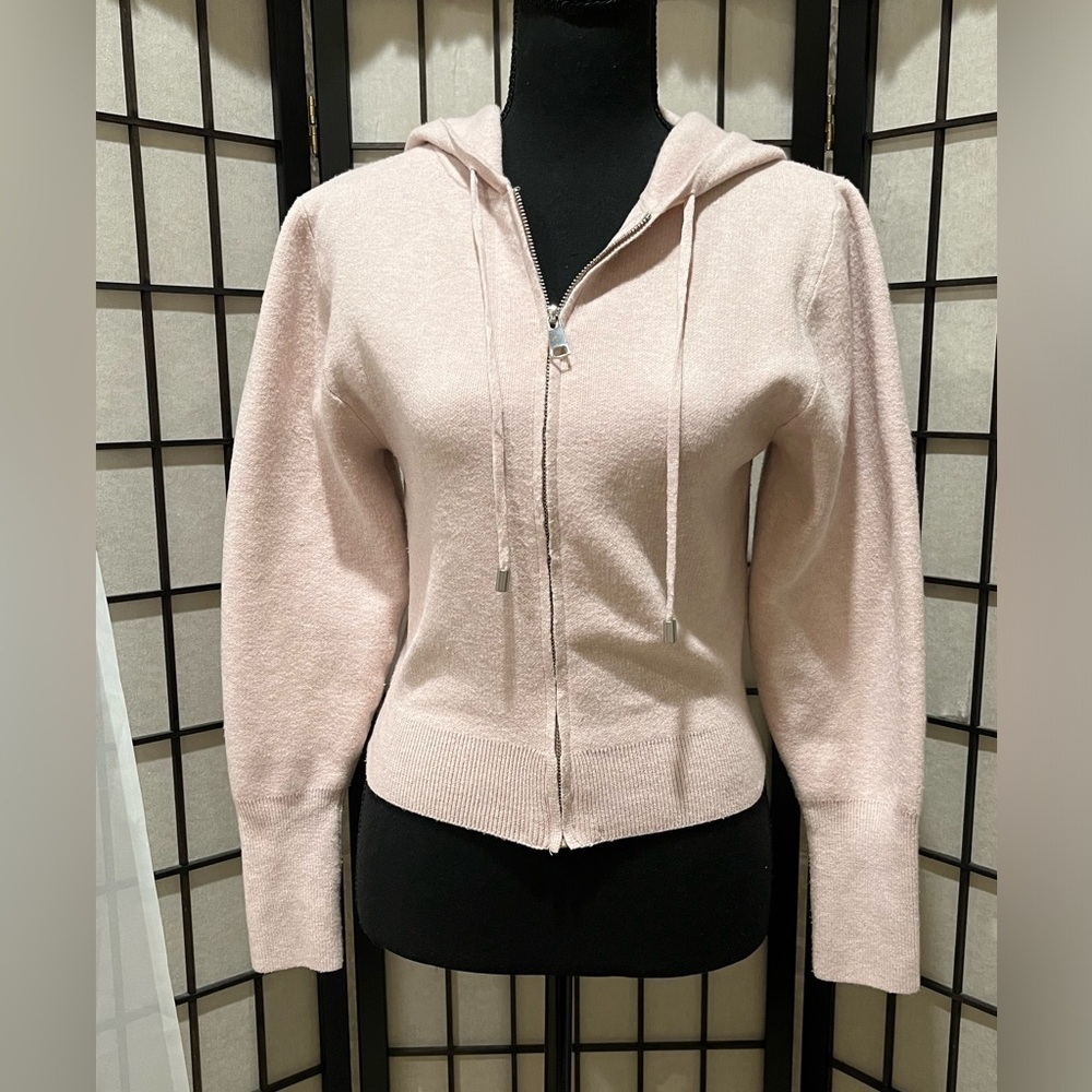 Pink Republic DUSTY ROSE ZIPPER FRONT CARDIGAN HOODIE, SIZE M: